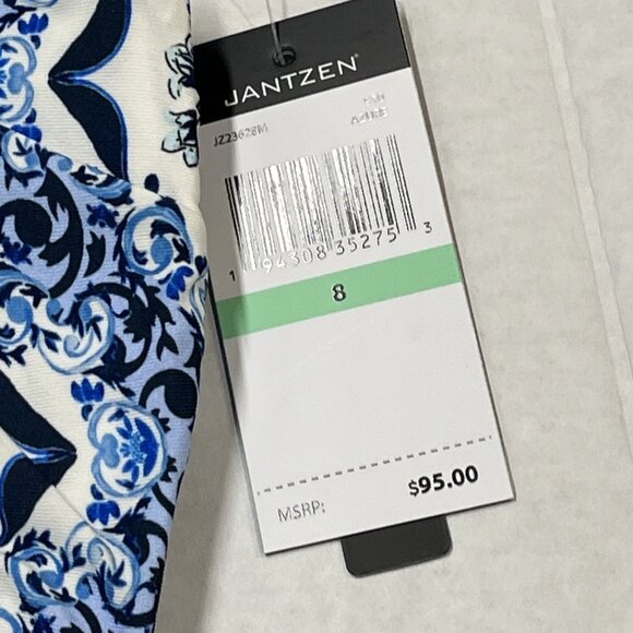 Jantzen Swimsuit Womens 8‎ Mixed Blue Floral One Piece Preppy Beach Vacation - Picture 4 of 5